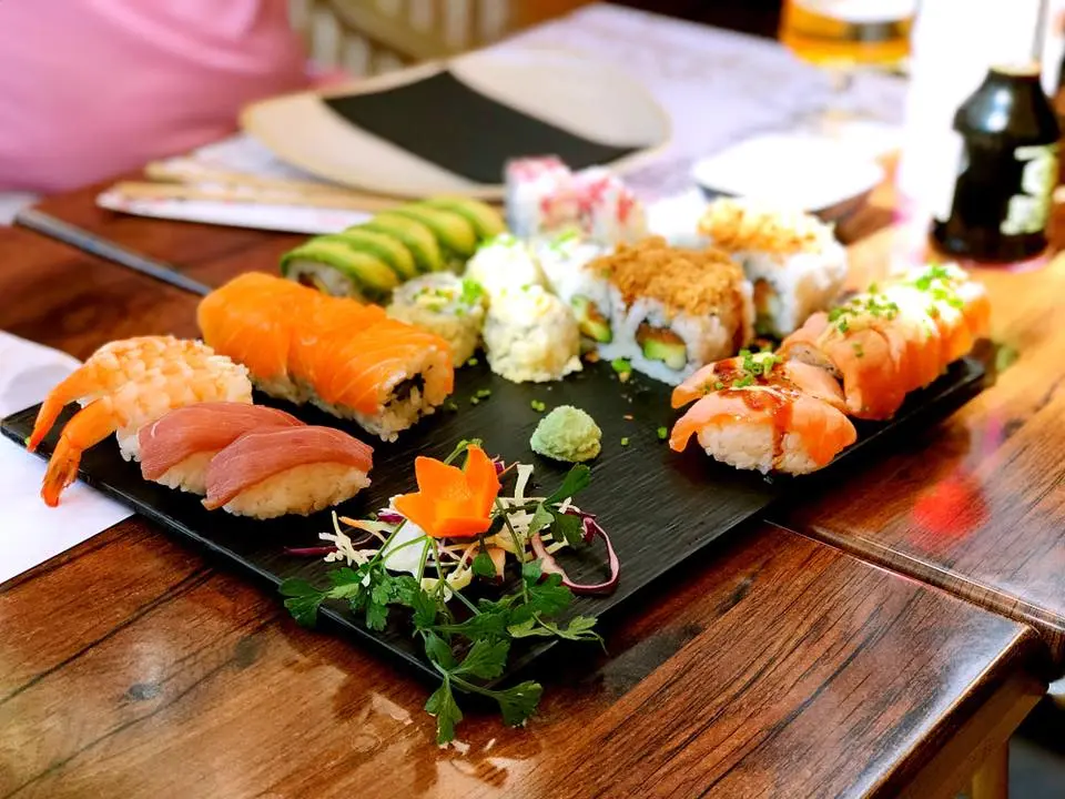 Colourful sushi tray at Aota Marbella