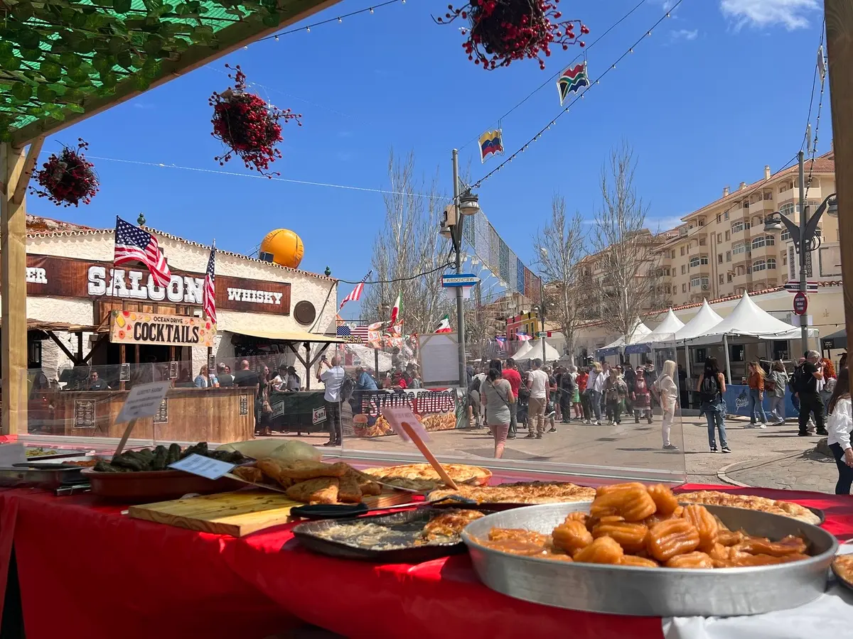 Food stalls at the Feria de los Pueblos