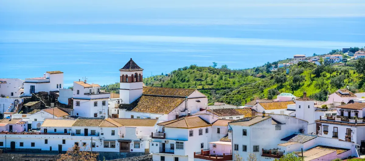 View of Moclinejo with the sea in the background