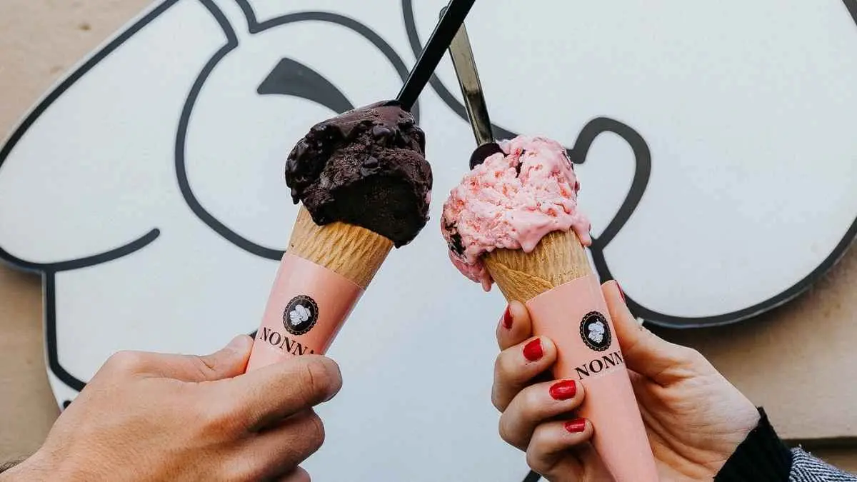 Ice cream cones from the Italian ice cream parlour NONNA