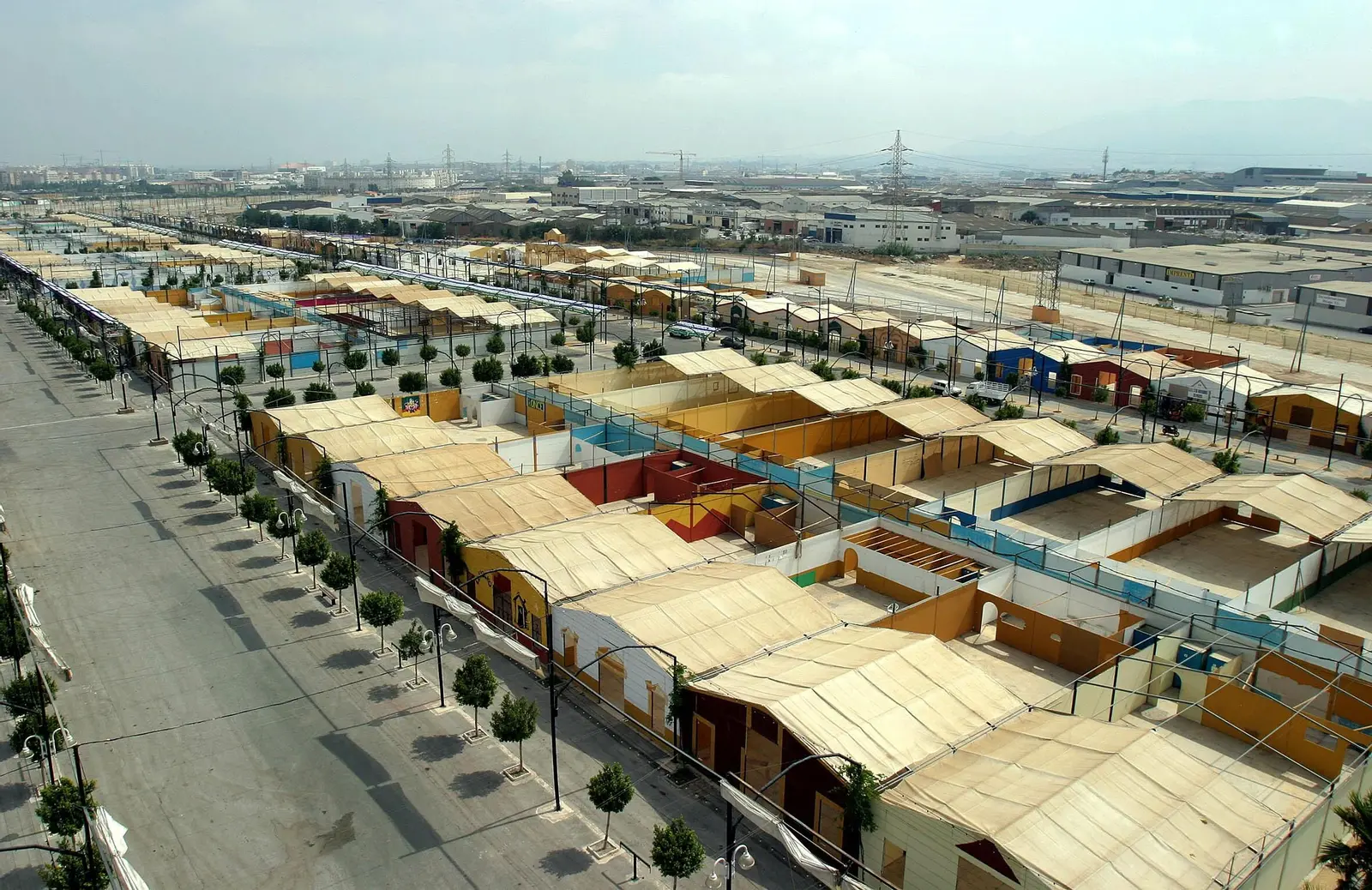 Aerial view of the tents at the Málaga Fairgrounds