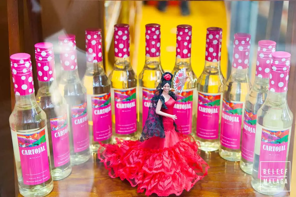 Bottles of Cartojal white wine, typical of the Málaga Fair