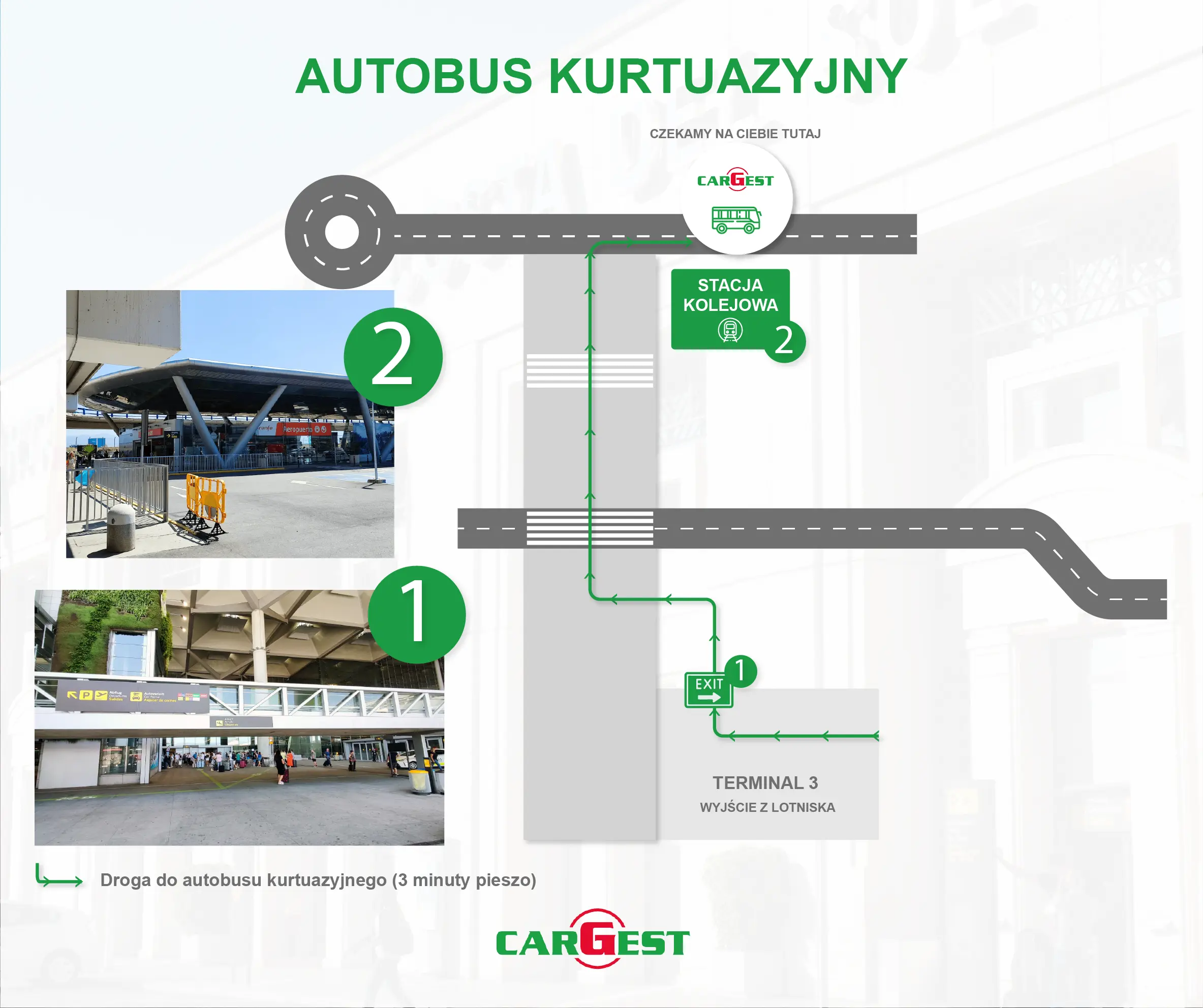 Lokalizacja autobusu wahadłowego na lotnisku w Malaga